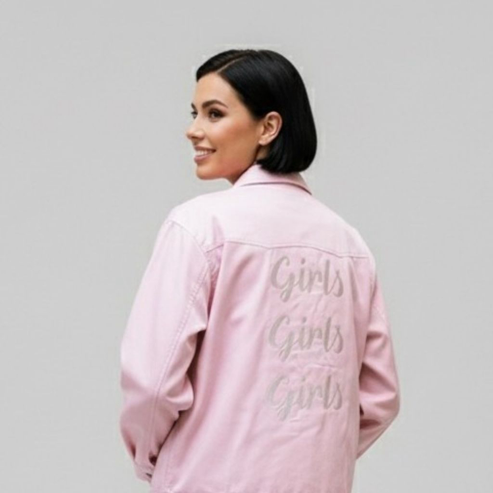 Olive and Frank Girls Girls Girls Pink Bomber Jacket - Small - New